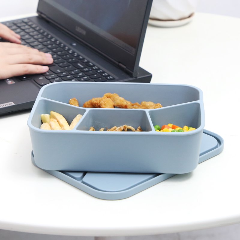 Wholesales Custom Logo Eco Friendly Microwave Office Food Container Kids Bento Boxes Set Silicone Lunch Box For Children School
