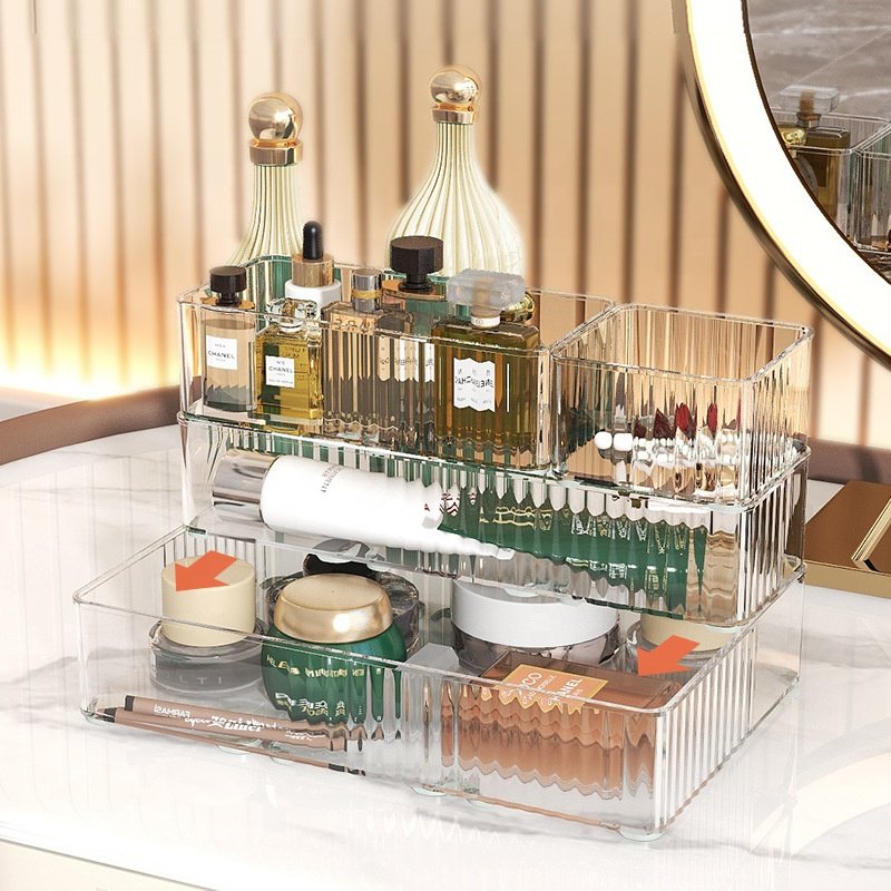 Cosmetics Storage Box Free Combination Tray Drawer Divider Transparent Luxury Storage Boxes & Bins PET Injection Plastic Drawers