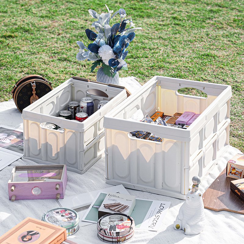 Custom Pattern Color Multifunctional Outdoor Picnic Basket Children's Outing Storage Box Foldable Camping Storage Box