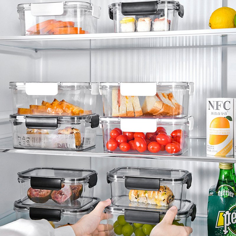 Promotional Transparent Compartment Sealed Food Storage Box kitchen Crisper Plastic Classification Containers