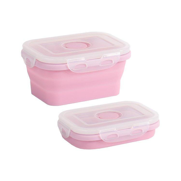 Hot Selling 350ml Silicon Box BPA Free Kitchen Collapsible Silicone Storage Food Containers foldable Bento Lunch Box for kids