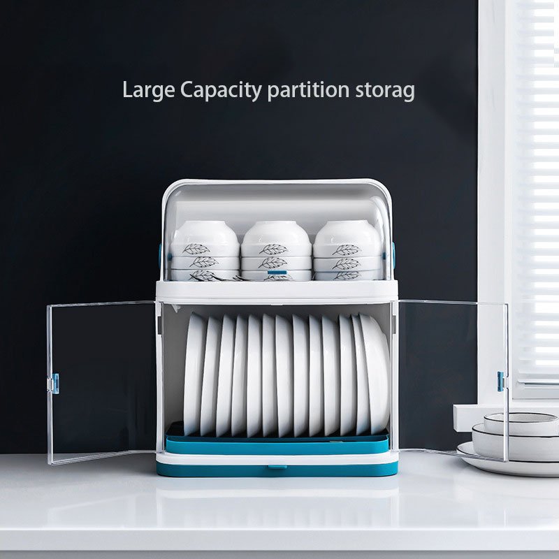 Household Double Plate Bowl Storage Rack Plastic Dish Rack Drain With Cover Kitchen Storage Rack Tableware storage box