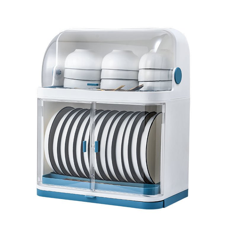 Household Double Plate Bowl Storage Rack Plastic Dish Rack Drain With Cover Kitchen Storage Rack Tableware storage box