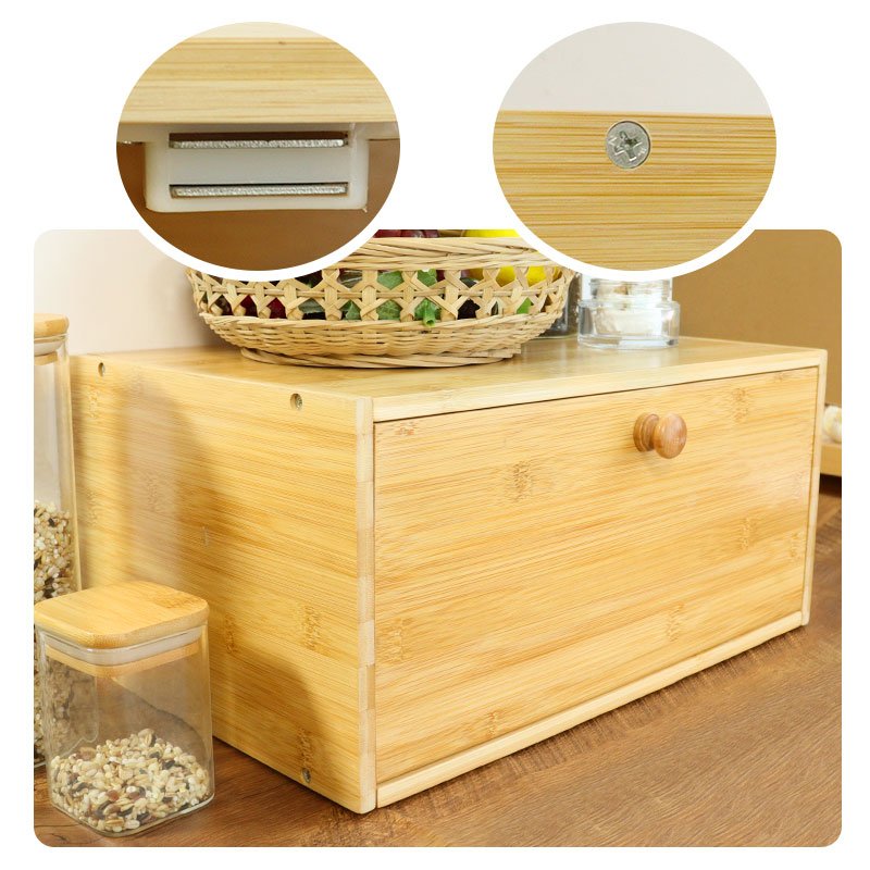 wholesale large farmhouse square flat bamboo wooden bread storage container box