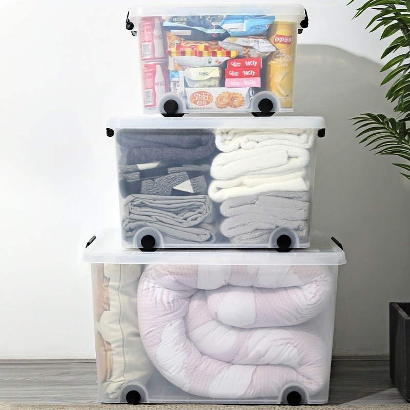 Clothes Storage Box Closet Organizer Home Organization Boxes PP Storage Bins Plastic Storage Box With Lid