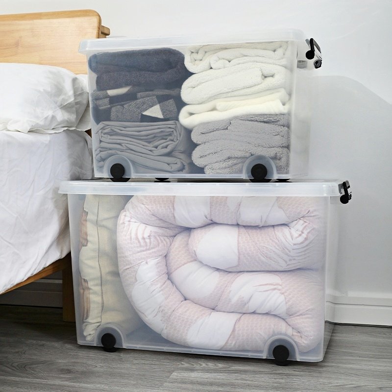 Clothes Storage Box Closet Organizer Home Organization Boxes PP Storage Bins Plastic Storage Box With Lid