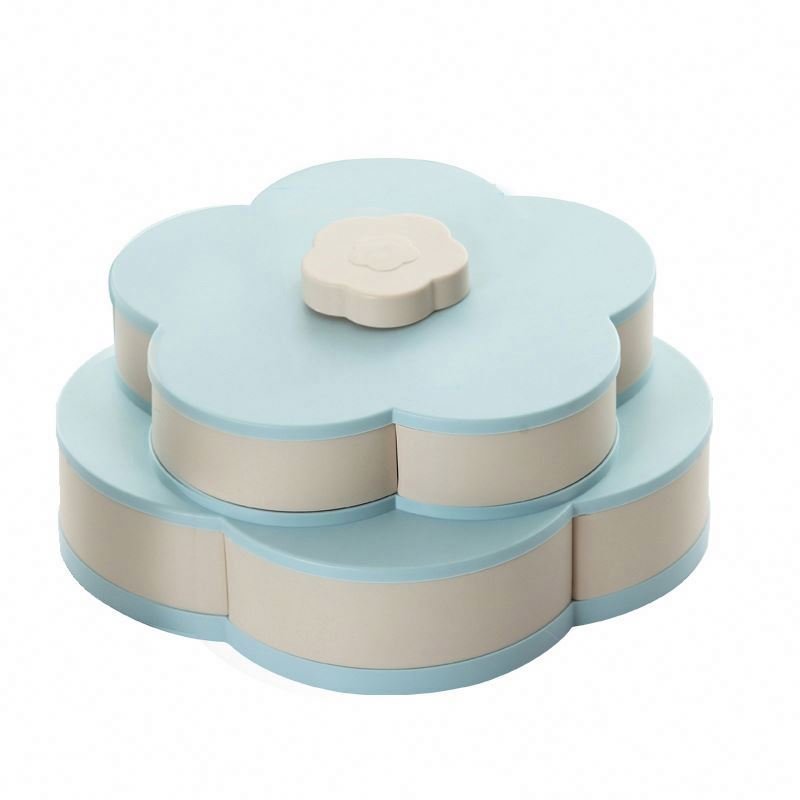 Best Selling New Collection Double Layer Abs Plastic Candy Box Rotating Nut Plate, Eco-Friendly Fruit Snack Food Storage