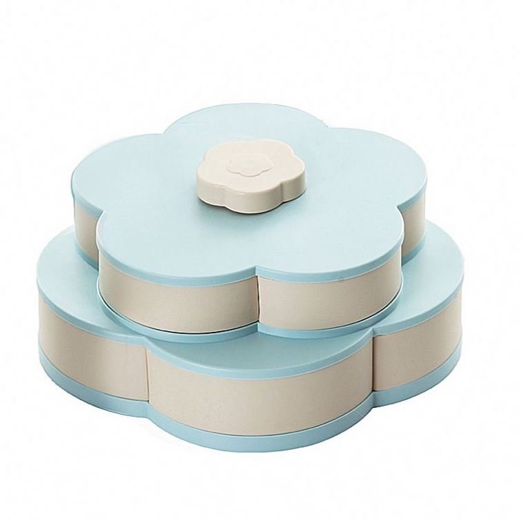Best Selling New Collection Double Layer Abs Plastic Candy Box Rotating Nut Plate, Eco-Friendly Fruit Snack Food Storage