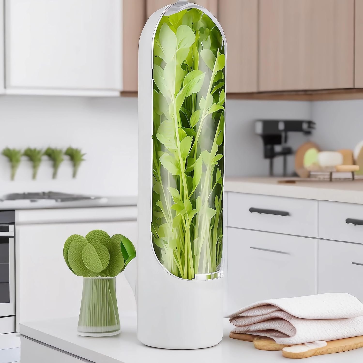 XJH Freshness Preservation Pod Cilantro Container Mini Herb Saver For Refrigerator Use