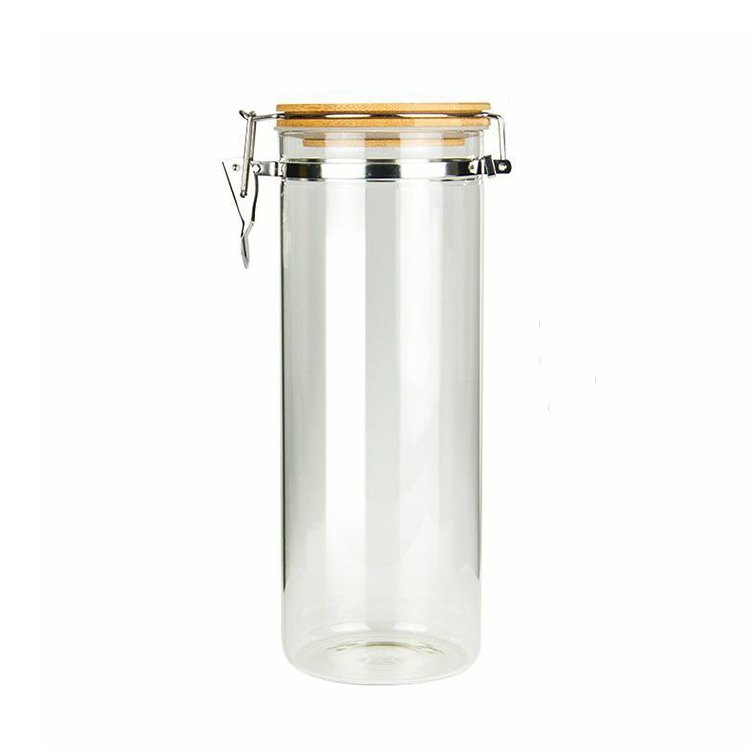 Wholesale Clamp Lid Airtight Storage Jar Lids Sealed Canister Food Storage Container Box Packaging Cover with Bamboo 1 Packaging