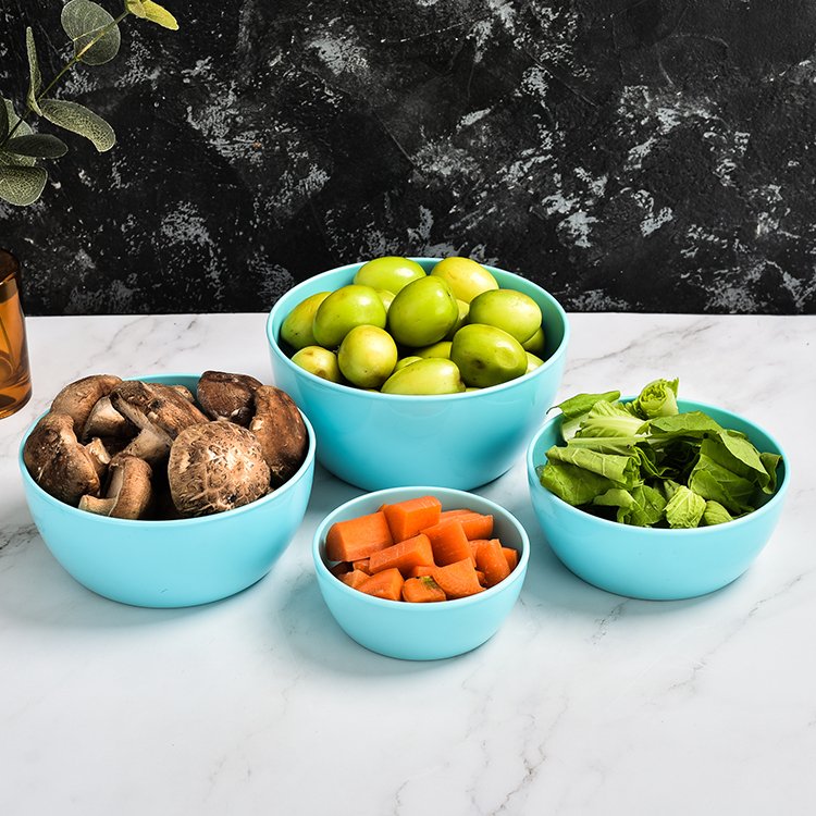 New Hot Sale Simple Design Plastic PP 4 Pieces Round Food Storage Lunch Box Kitchen Food Prep Bowl Set