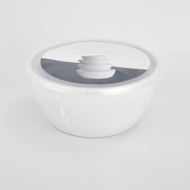 New Hot Sale Simple Design Plastic PP 4 Pieces Round Food Storage Lunch Box Kitchen Food Prep Bowl Set