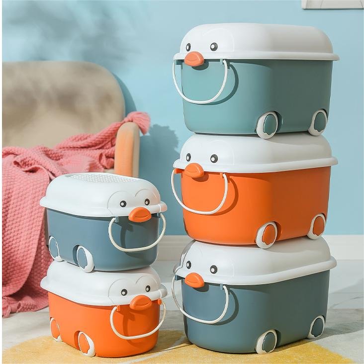 Children Toy Storage Box Plastic Cartoon Storage Organizer Storage Boxes & Bins With Wheels