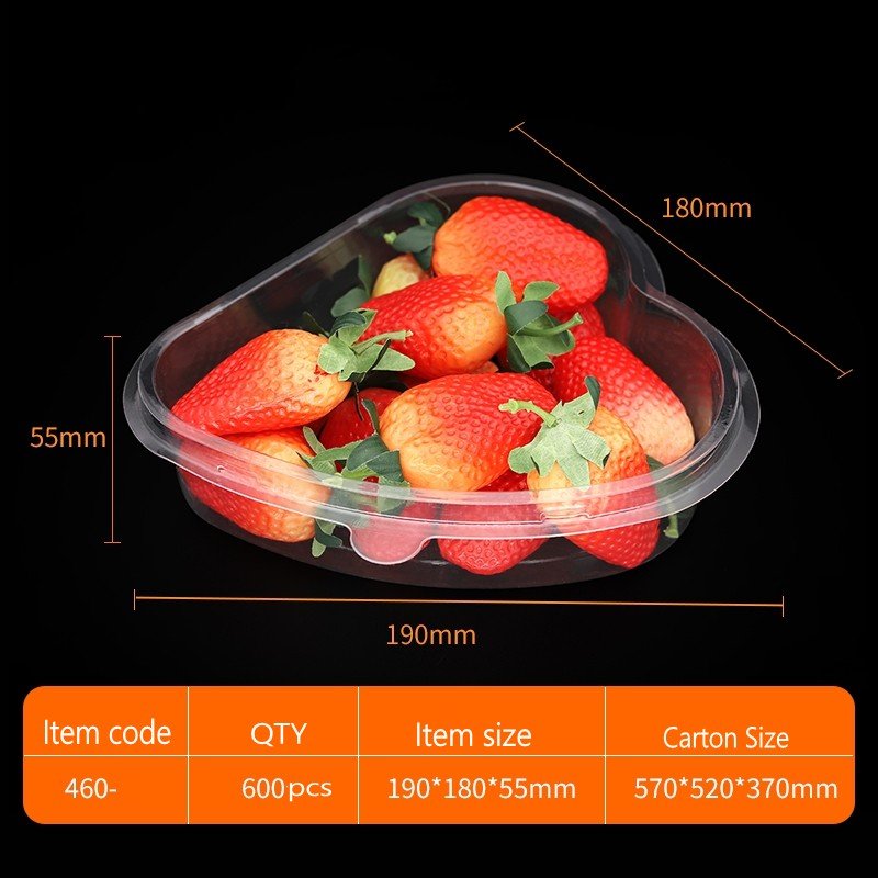 Plastic Heart Shaped Box For Strawberries Transparent PET Takeout Packaging Disposable Fruit Container With Cover