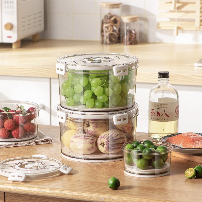 Fashion PET Large Capacity Round Holder for Refrigerator Household Storage Box for Fridge Storage Box