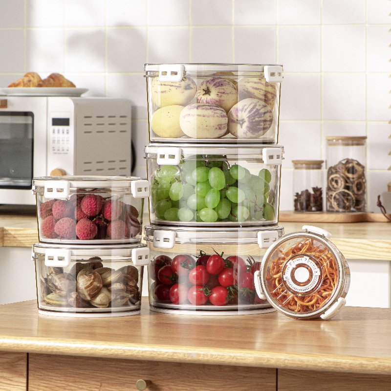 Fashion PET Large Capacity Round Holder for Refrigerator Household Storage Box for Fridge Storage Box
