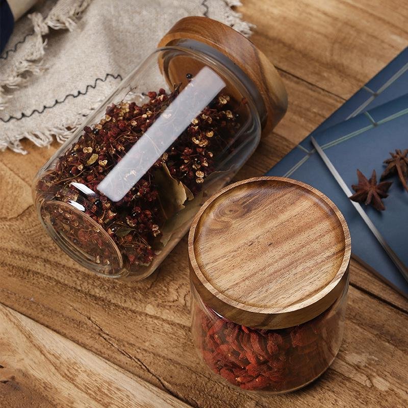 Wholesale large Borosilicate Glass Kitchen food Coffee Loose Tea Storage Jar With Airtight Bamboo Lid