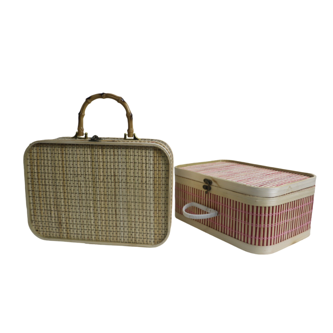 New Product Bamboo Basket Box Vintage Lunch Box Bamboo Picnic Wicker Handmade Box Food Storage Basket Made In Vietnam