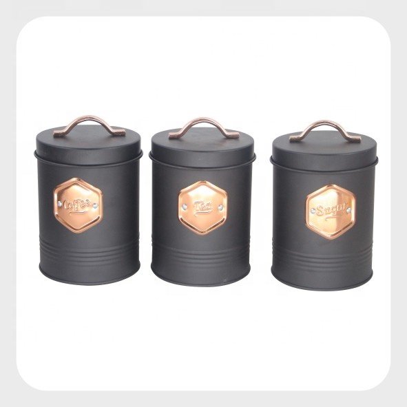 Metal Food Grade Kitchen Food Storage Canister Sets For Tea Coffee Sugar Biscuits & Bread Bin