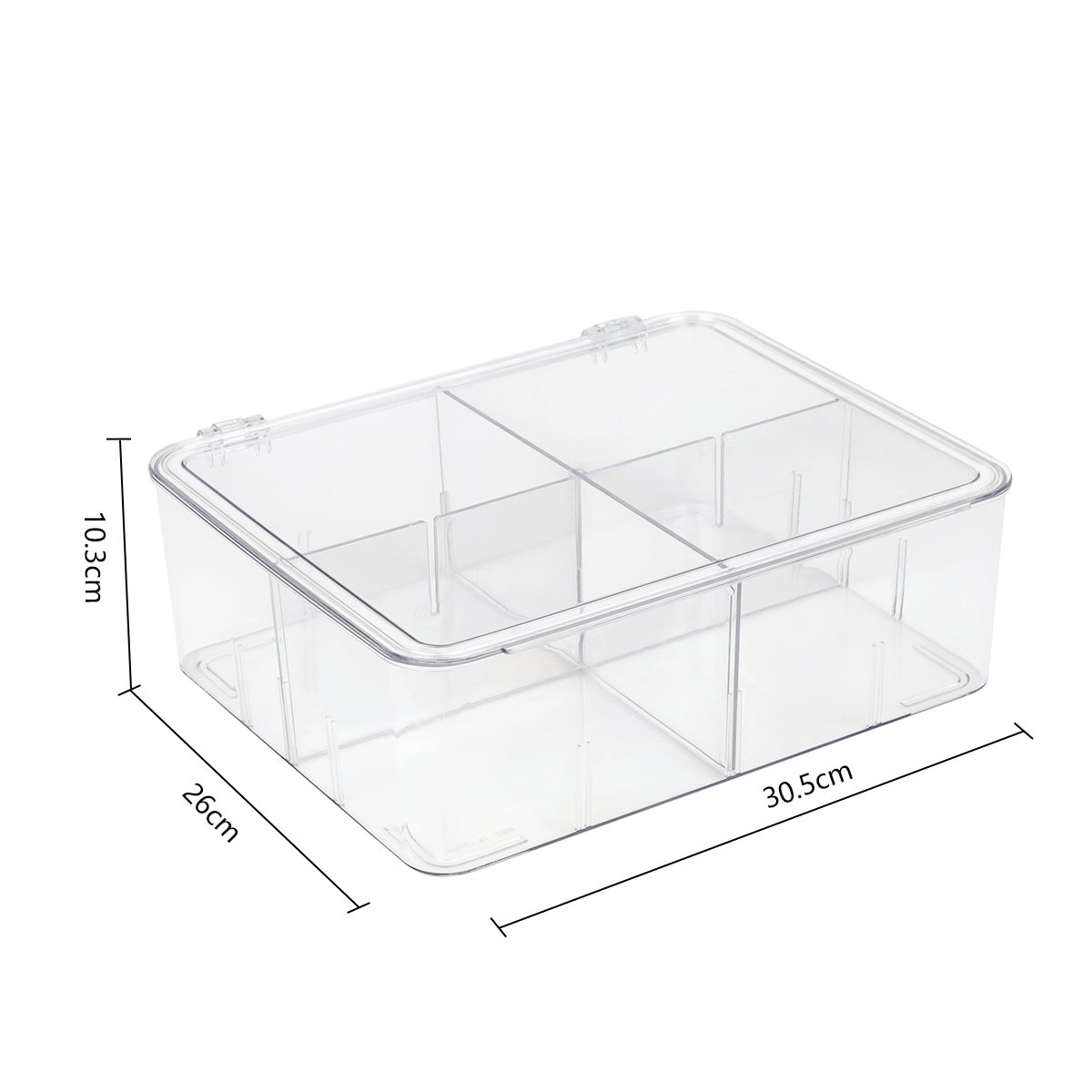 8Compartments Tea Bag Organizer with Removable Partitions, Clear Storage Bin for Kitchen Cabinets Container Holds Beverage Bags