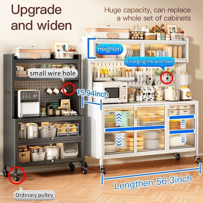 Large Capacity Kitchen Shelf Carbon Steel Shelf Units Multifunctional Storage Holders & Racks for Bathroom Living Room