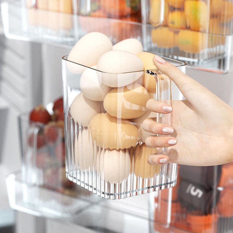 Refrigerator Door Side Organizer PET Clear Storage Containers with Handle