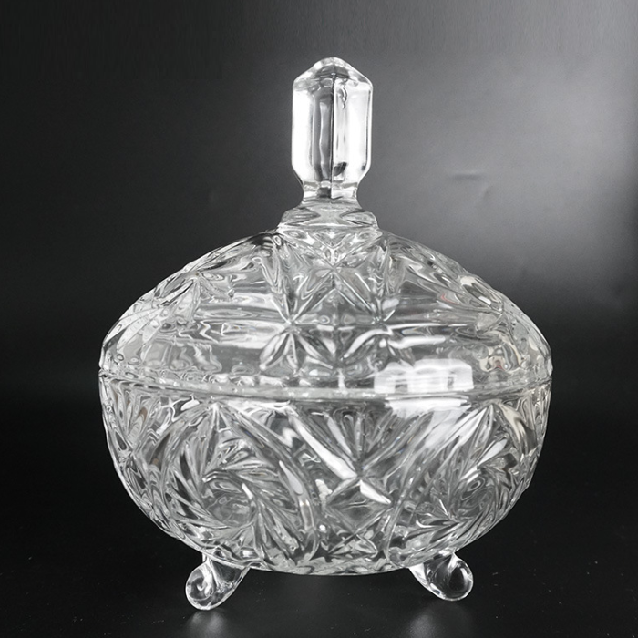 Wholesale Crystal Clear Glass Sugar Jar Sugar Bowl Glass Candy food storage Jars with Lid
