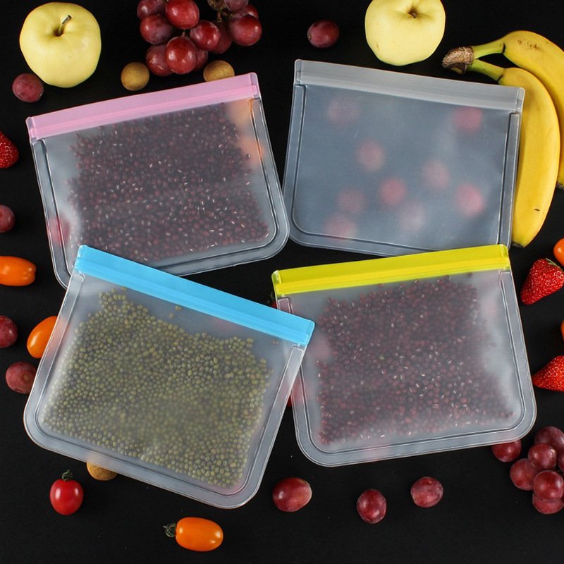 Custom Pack Reusable Food Storage Bags BPA-Free Freezer Bags PEVA Leakproof Gallon Sandwich Snack Zipper Bag