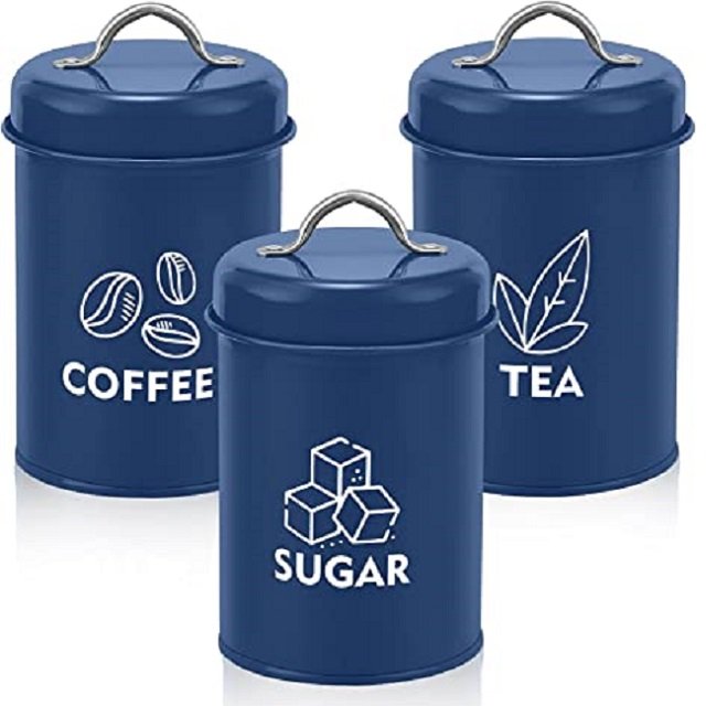 Unique Designed Metal White Set Of 4 Pcs jar & Food Storage Box Tea Coffee Storage Container Kitchen Essential For Restaurant