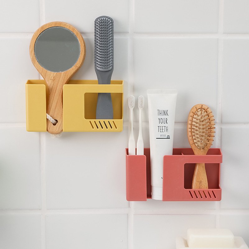 New nail-free glue seamless wall-mounted box mobile phone charging remote control storage box multi-functional storage rack