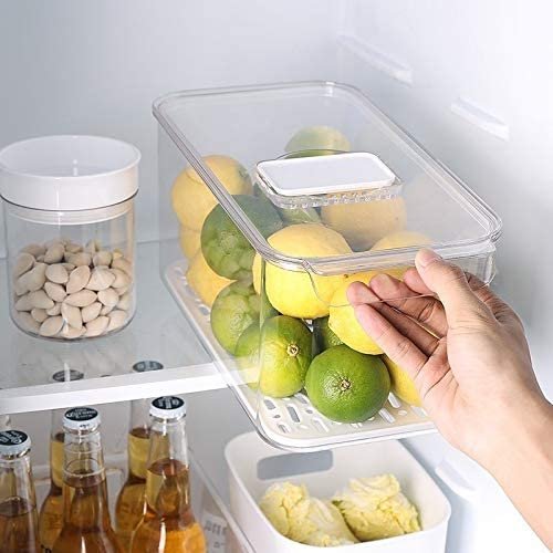 Fridge Saver Food Storage Bin Containers Stackable Refrigerator Freezer Organizer Fresh Keeper Container with Vented Lid