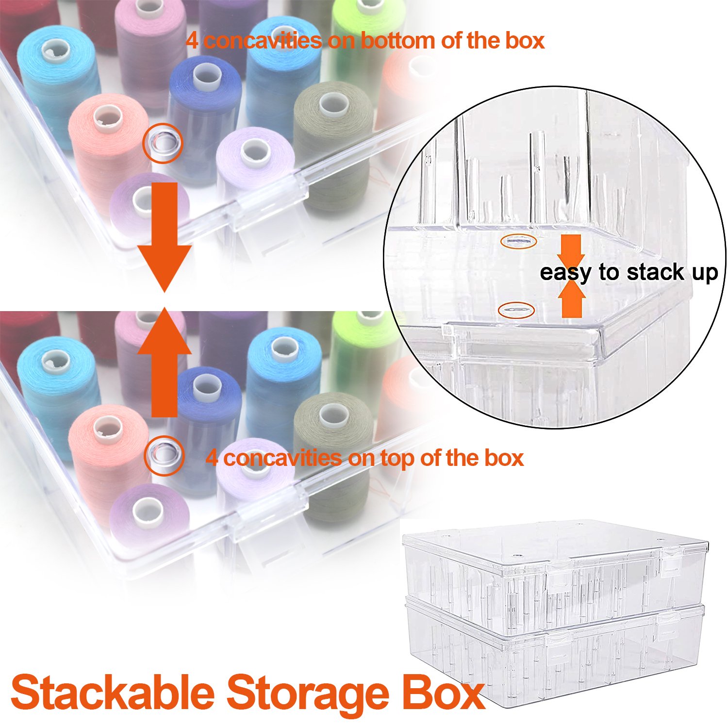 29653 Modern 30 spool thread organizer Stackable sewing organizer Injection PS Plastic Storage Box for Sewing