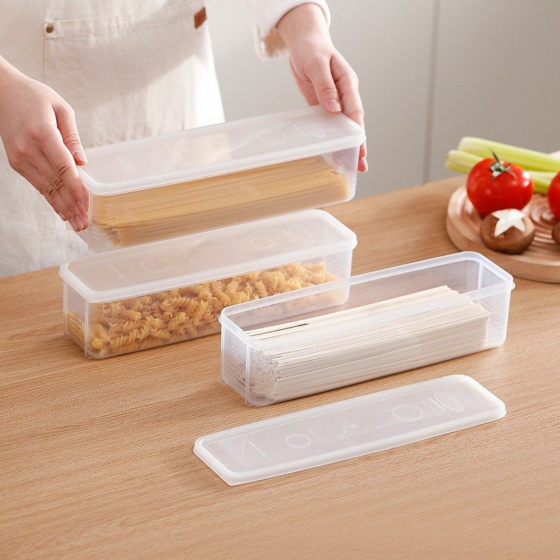 Rectangular Plastic Noodle Storage Box with Lid Kitchen Food Storage Hanging Sealed Bin for Groceries
