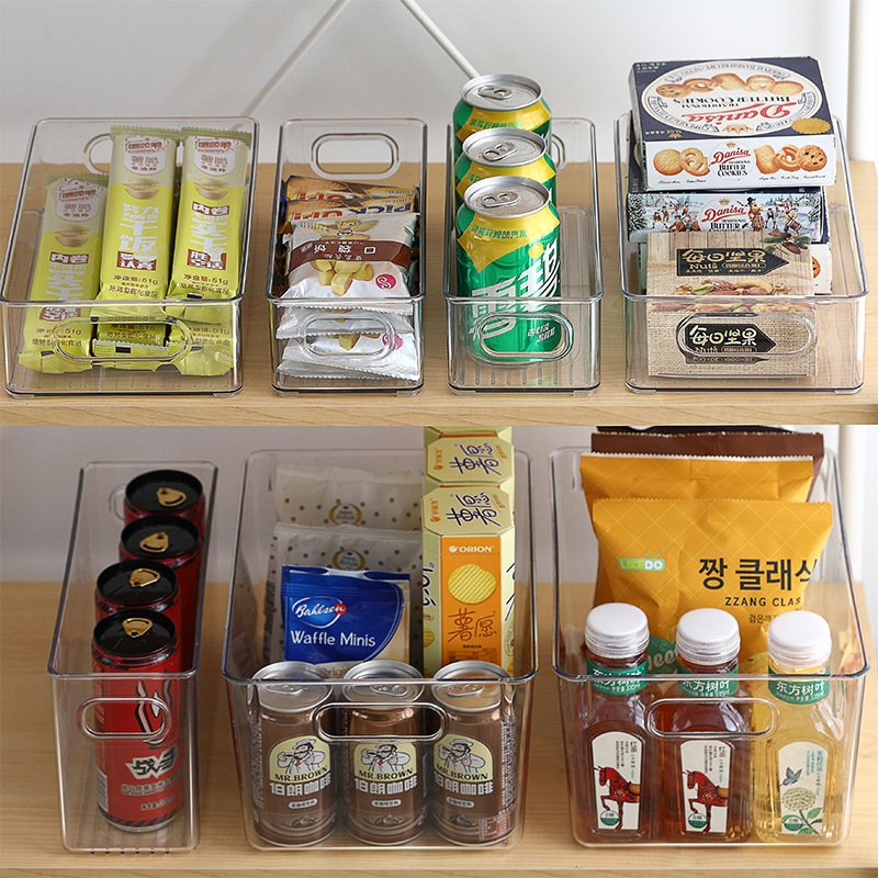 Clear Pantry Storage Organizer Bins Plastic Food Storage Bins with Handle for Kitchen Refrigerator
