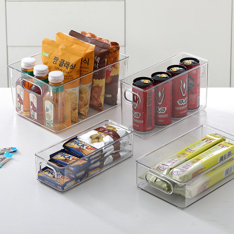Clear Pantry Storage Organizer Bins Plastic Food Storage Bins with Handle for Kitchen Refrigerator