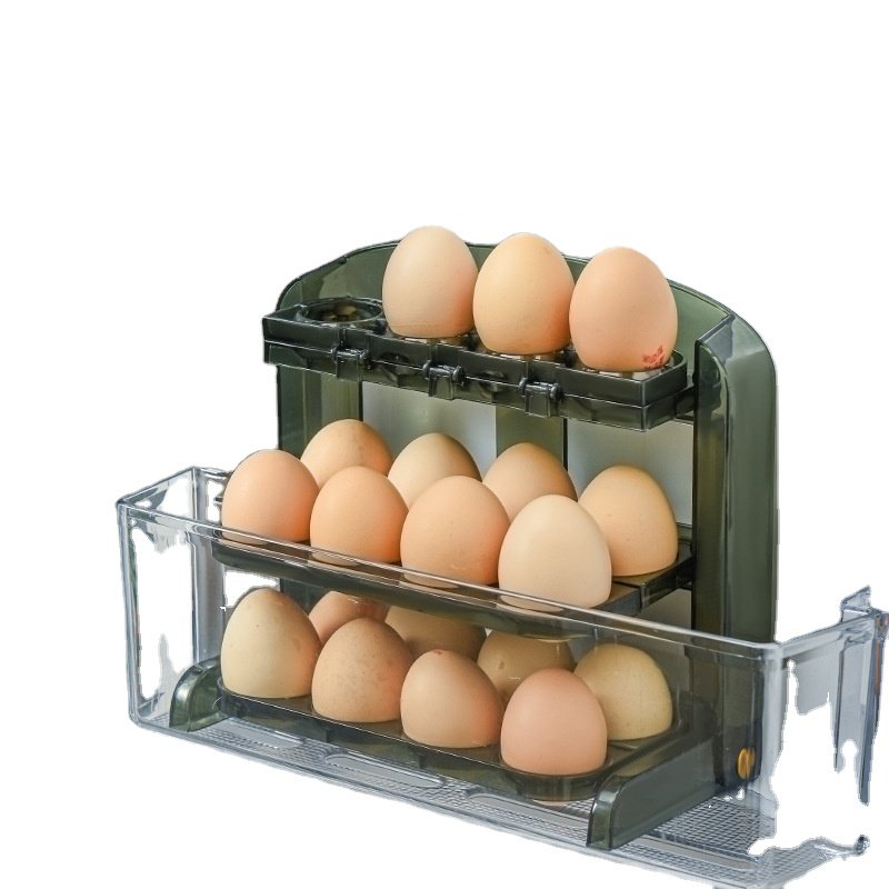 Wholesale 3-Layer PP PET Material Egg Storage Box Fresh Egg Refrigerator Kitchen Countertop Holder with Screw Cap for Food Use