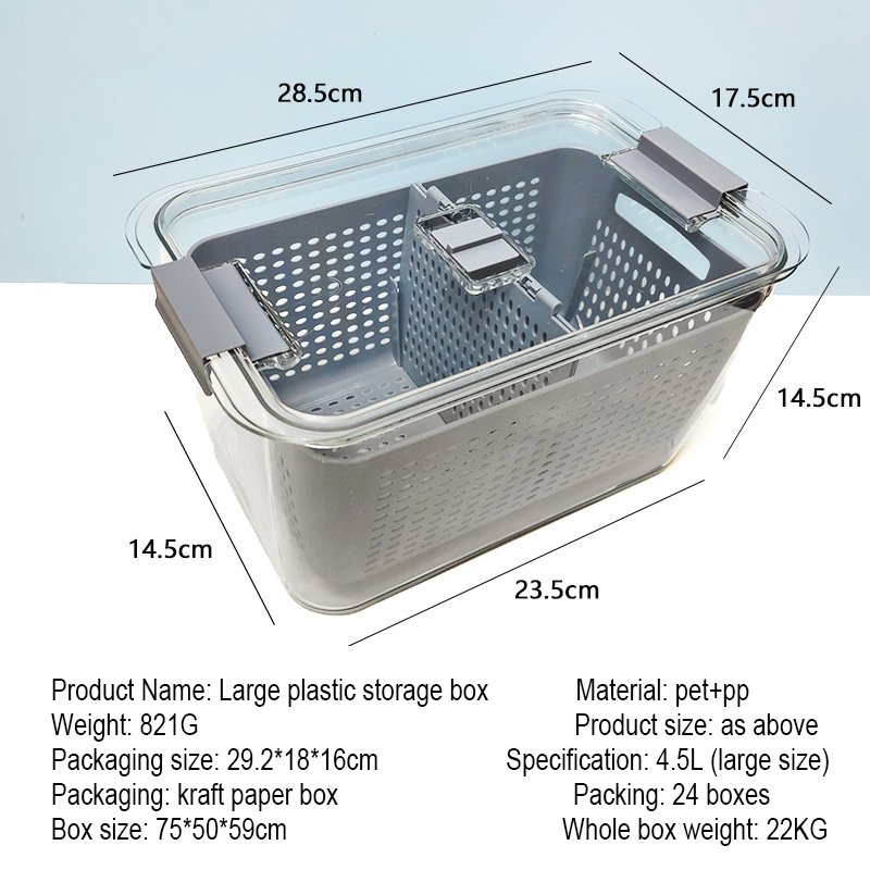 Plastic storage box New hot selling plastic storage box large capacity storage container kitchen accessories