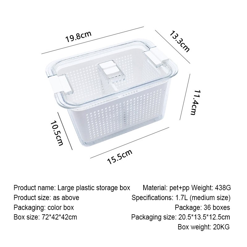 Plastic storage box New hot selling plastic storage box large capacity storage container kitchen accessories