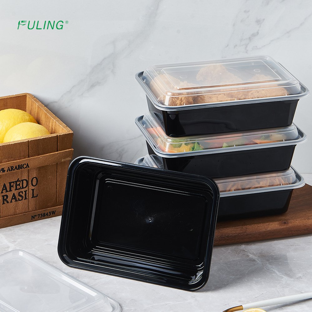 FULING 24oz 26oz 28oz 32oz 38oz Plastic airtight Food Container Disposable Microwavable Food Storage Meal Prep Containers