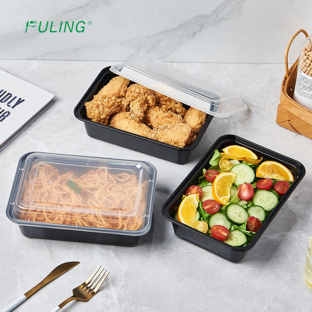 FULING 24oz 26oz 28oz 32oz 38oz Plastic airtight Food Container Disposable Microwavable Food Storage Meal Prep Containers