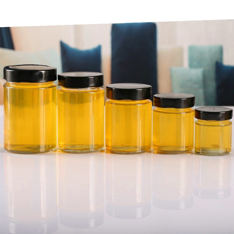 Jam Jars Glass Honey Storage Jar Wholesale Cylinder Round Glass with Lid for Food 100 Ml 150 Ml 220 Ml 500 Ml Camping Kitchen