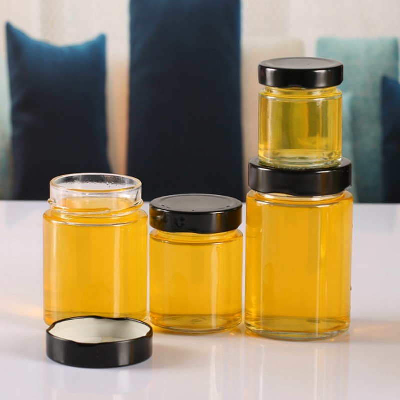 Jam Jars Glass Honey Storage Jar Wholesale Cylinder Round Glass with Lid for Food 100 Ml 150 Ml 220 Ml 500 Ml Camping Kitchen