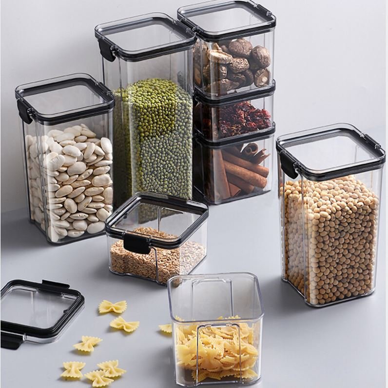 Different Capacity Plastic Sealed Cans Kitchen Storage Box Transparent Food Container