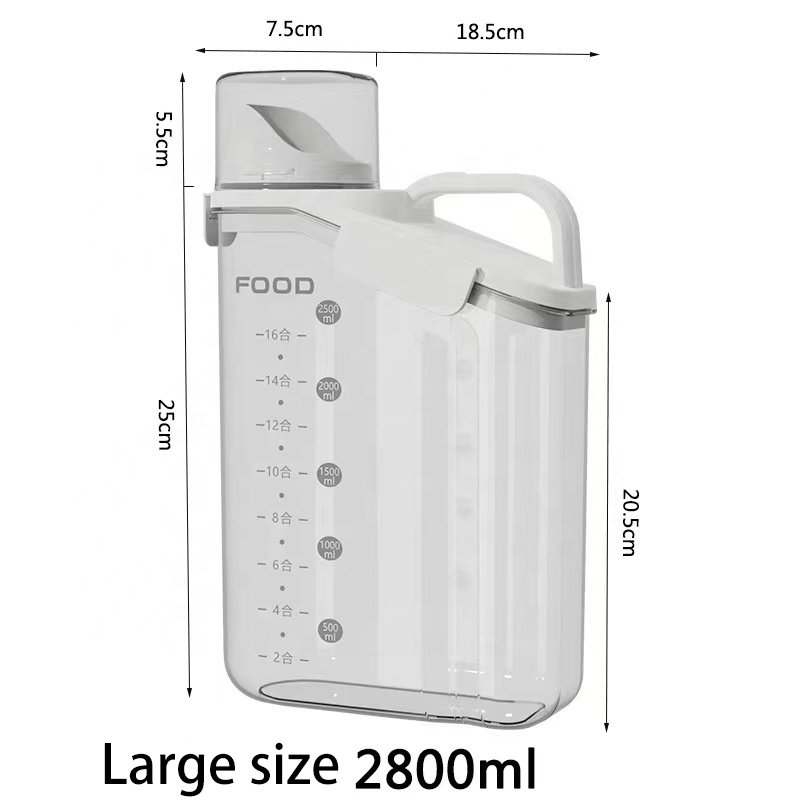 Hot Selling 2800ml Capacity Sealed Food Storage Container New Kitchen Accessory with Measuring Cup for Grain & Rice