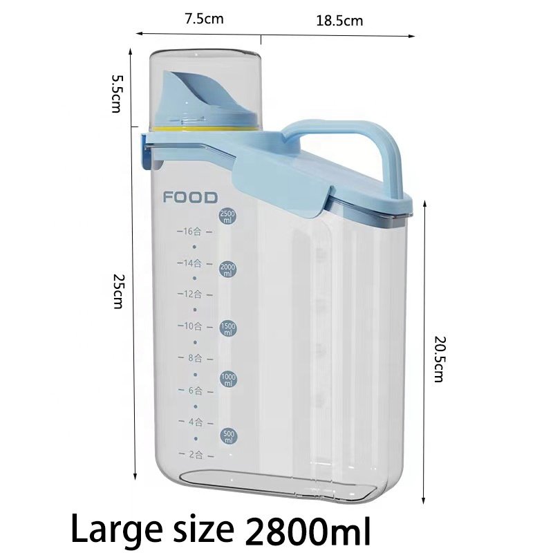 Hot Selling 2800ml Capacity Sealed Food Storage Container New Kitchen Accessory with Measuring Cup for Grain & Rice