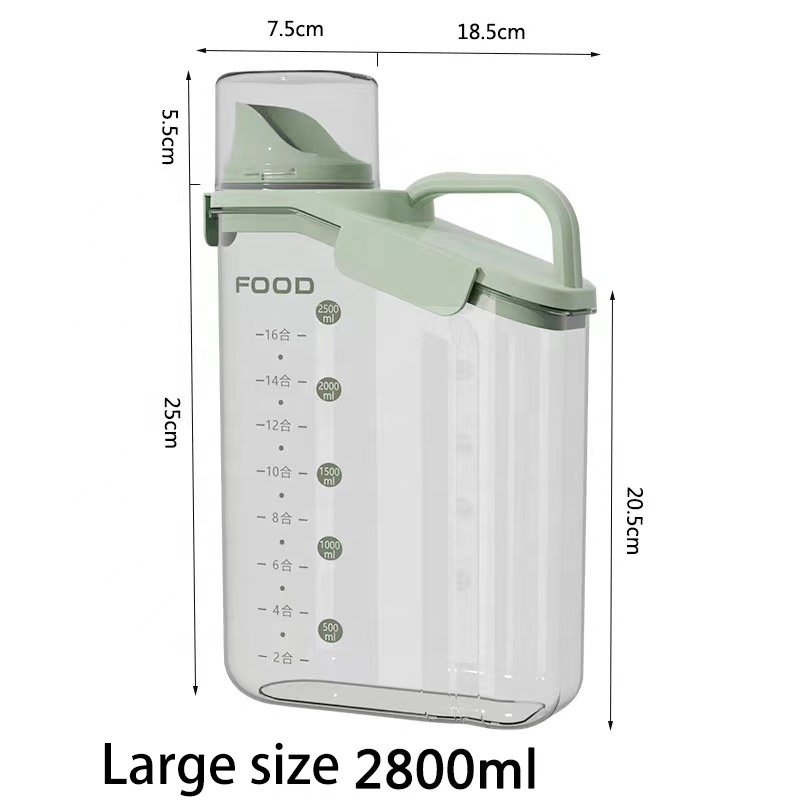 Hot Selling 2800ml Capacity Sealed Food Storage Container New Kitchen Accessory with Measuring Cup for Grain & Rice