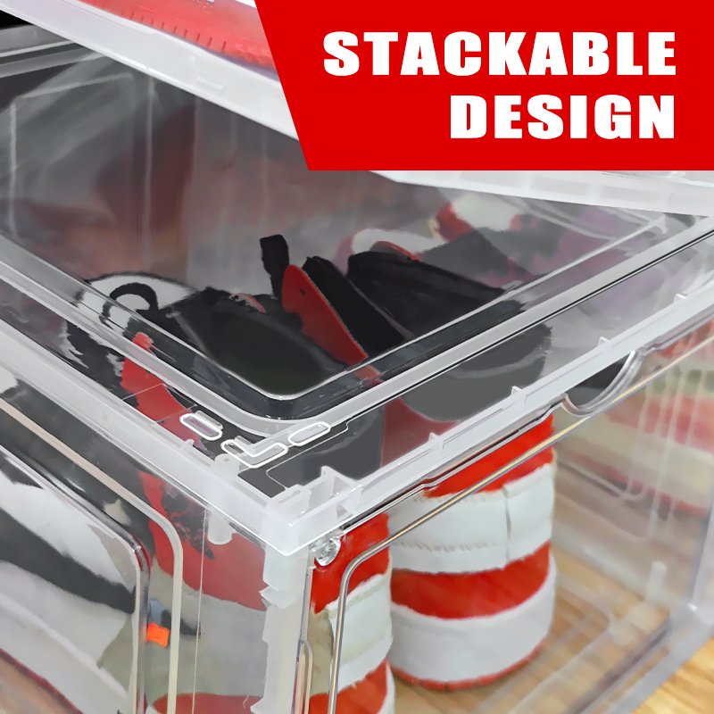 Custom Shoe Box with Lid Dustproof Portable Plastic Drawer Storage Display Case Luxury Storage Bin