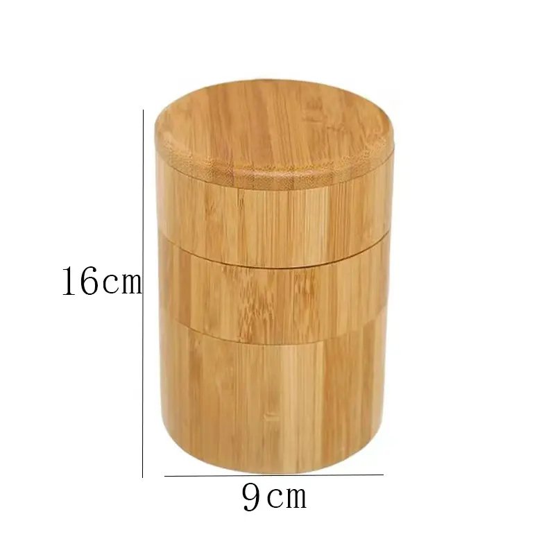 Wholesale 3 Tier Bamboo Kitchen Salt and Pepper Storage Box with Magnetic Swivel Lids