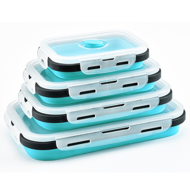 4Pcs set Food grade Silicone Food Storage Container Lunch Box