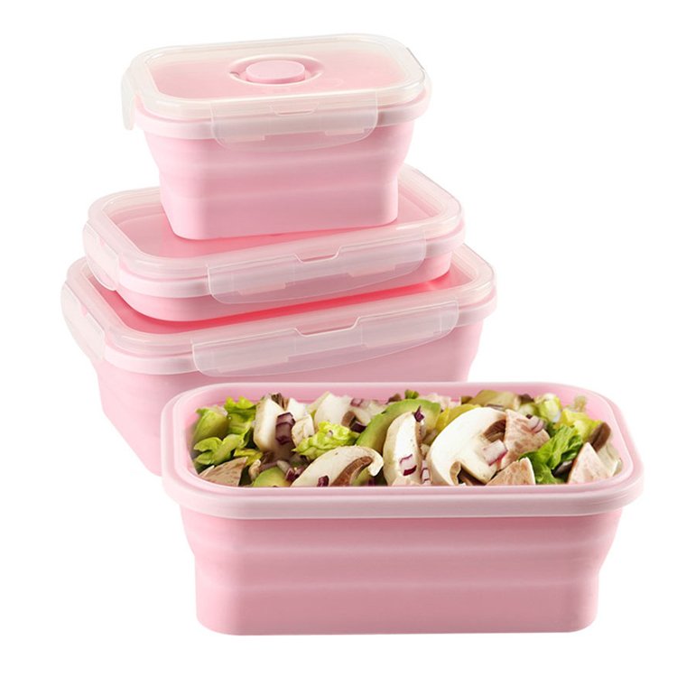 4Pcs set Food grade Silicone Food Storage Container Lunch Box